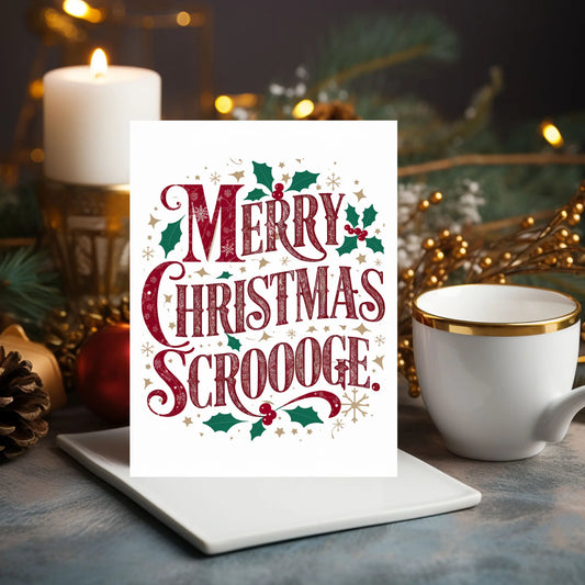 Funny Christmas Card Merry Christmas Scrooge Typography