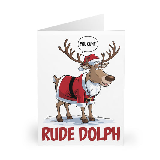 Funny Christmas Card Rude Dolph Reindeer