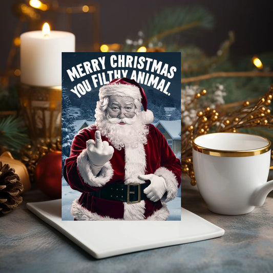 Christmas Card Rude Santa Merry Christmas You Filthy Animal