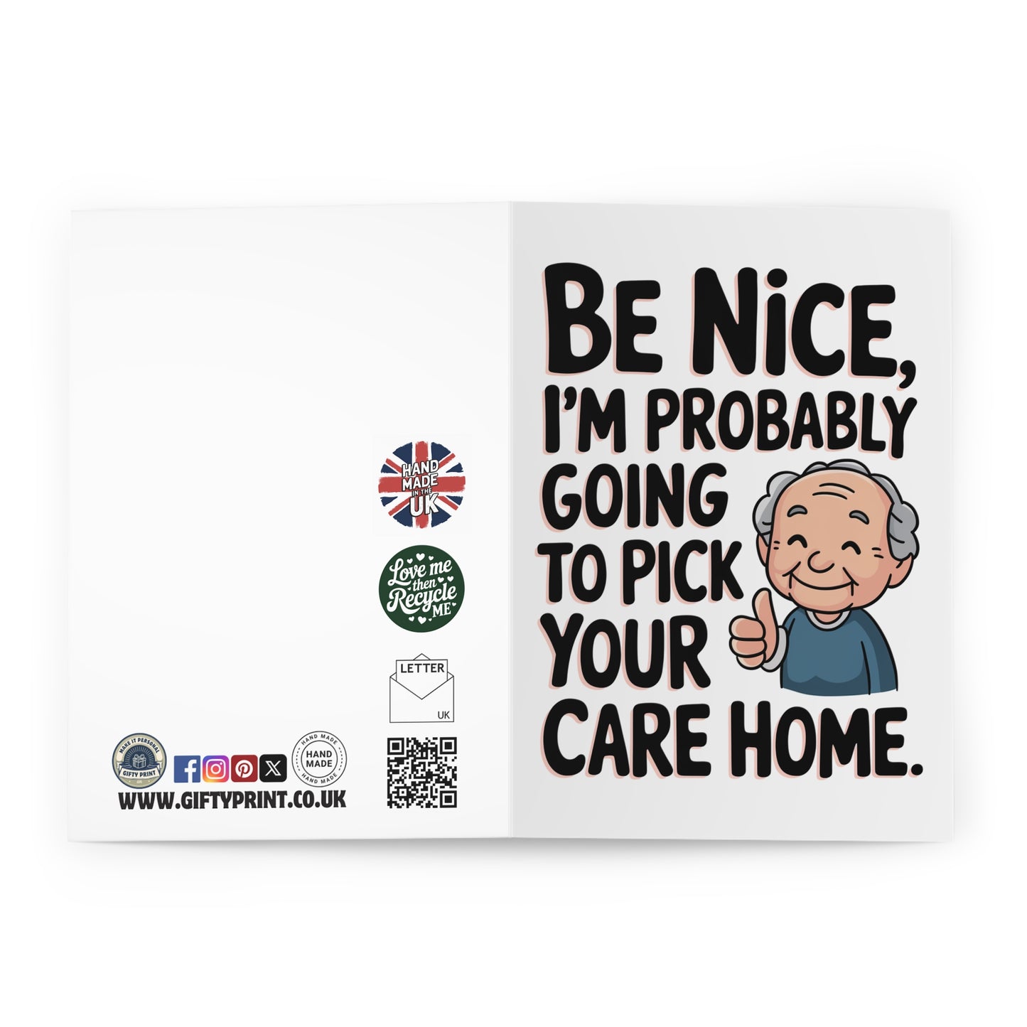 Funny Fathers Day Card Be Nice I'm Probably Going To Pick You Care Home O