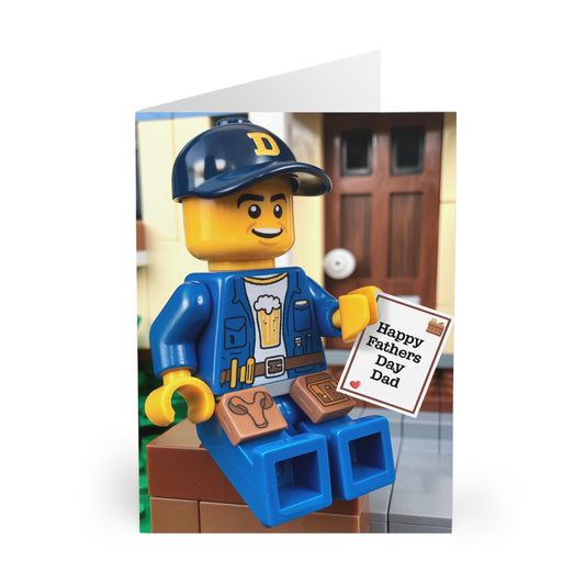 Funny Fathers Day Card Building Block Man Happy Fathers Day