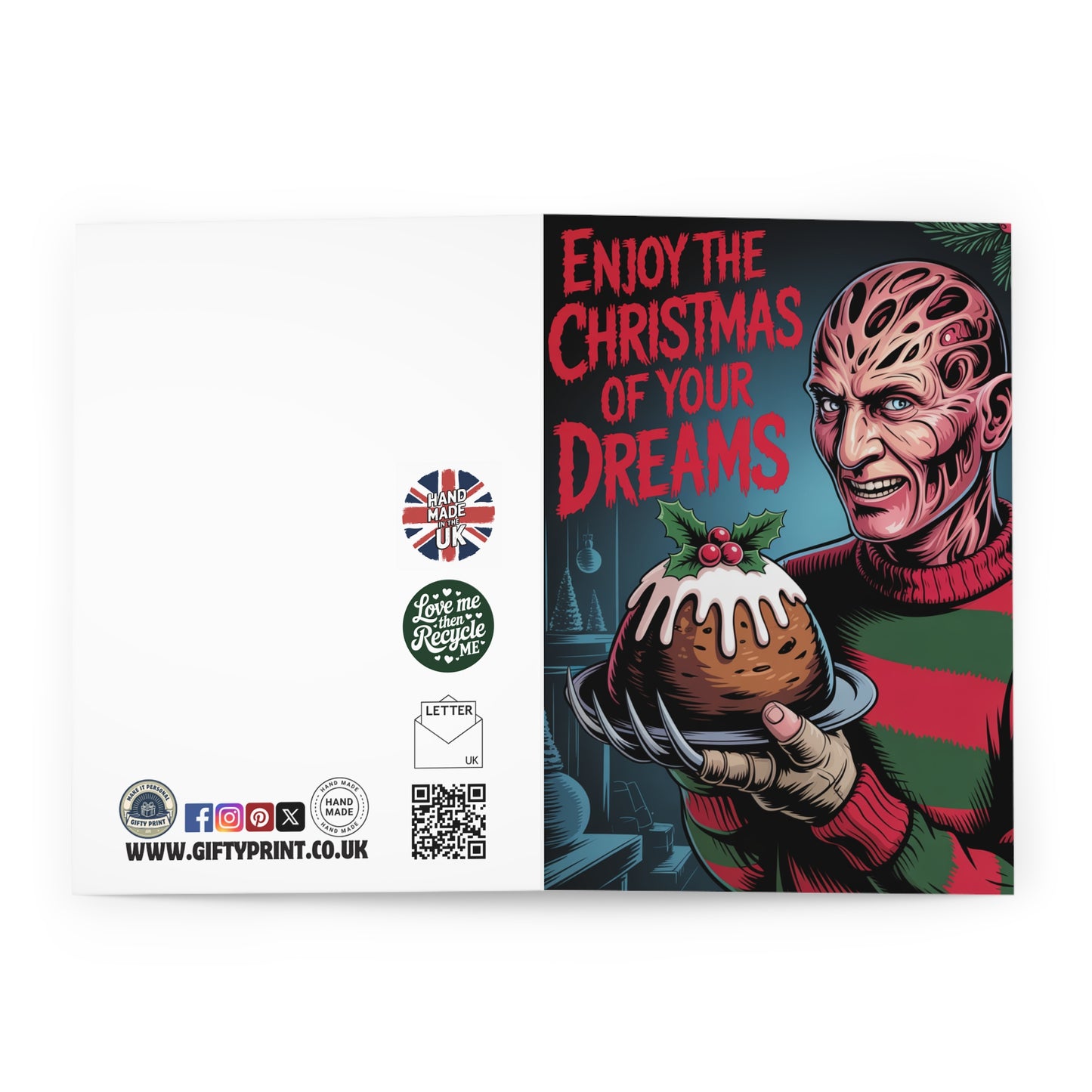 Funny Freddy Horror Christmas Card Enjoy Christmas Of Your Dreams Open