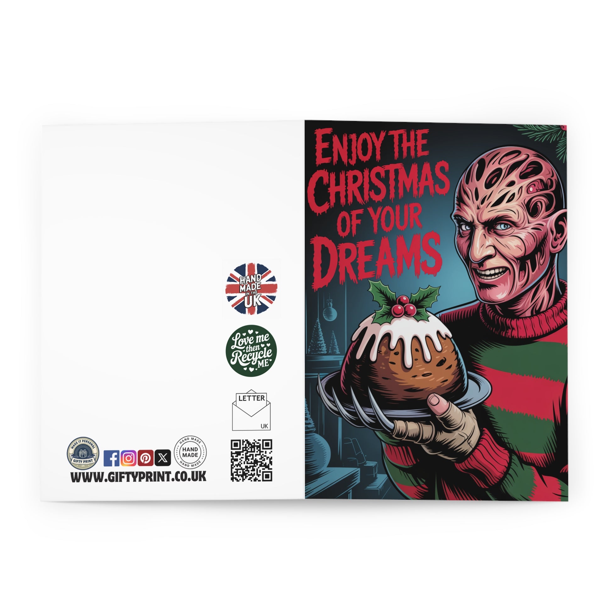 Funny Freddy Horror Christmas Card Enjoy Christmas Of Your Dreams Open