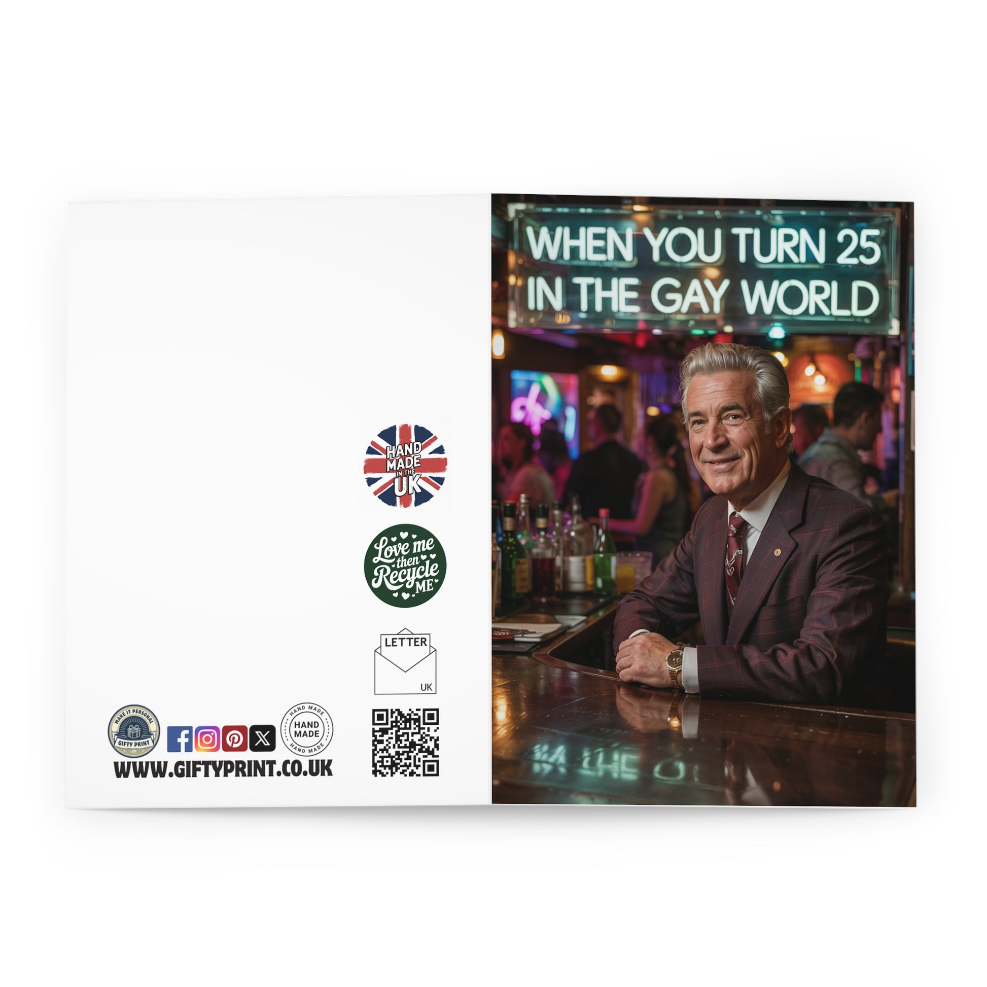 Funny Gay Birthday Card When you Turn 25 In the Gay World open