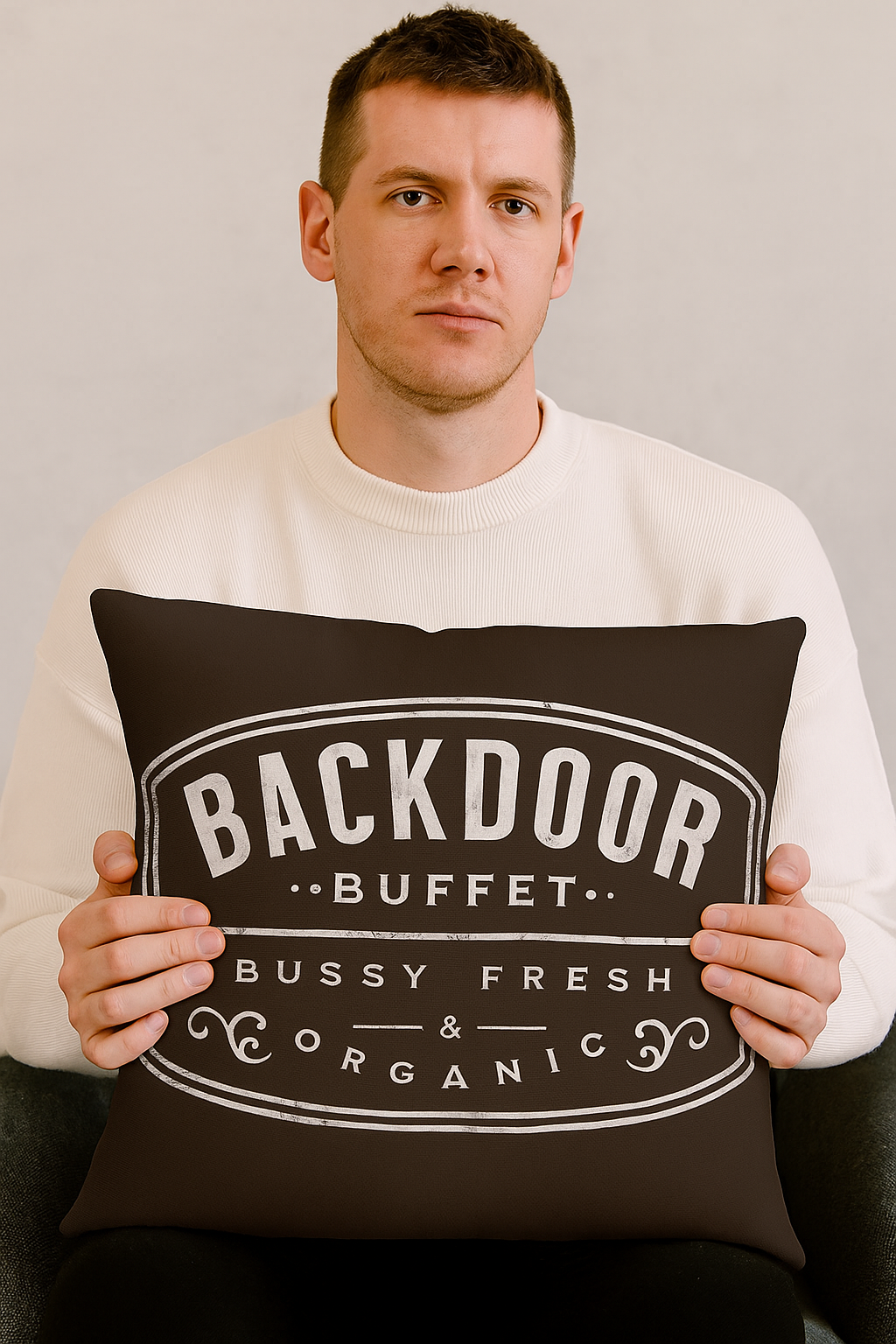 Funny Gay Cushion Cover Back Door Buffet 45cm x 45cm