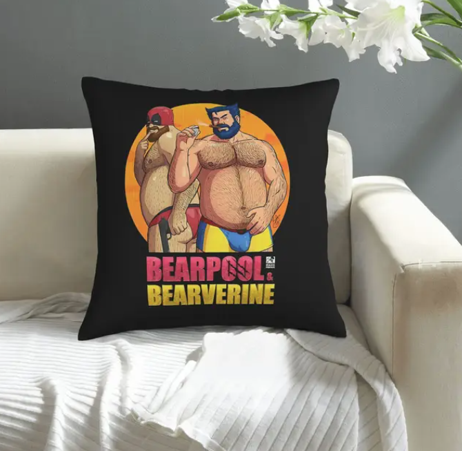 Funny Gay Cushion Cover Bearpool & Bearverine 45cm x 45cm