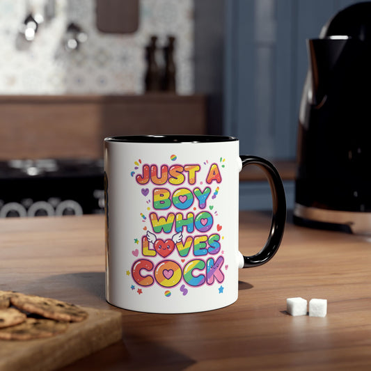 Funny Gay LGBTQ+ Mug – Just a Boy Who Loves Cock – Personalised Gift