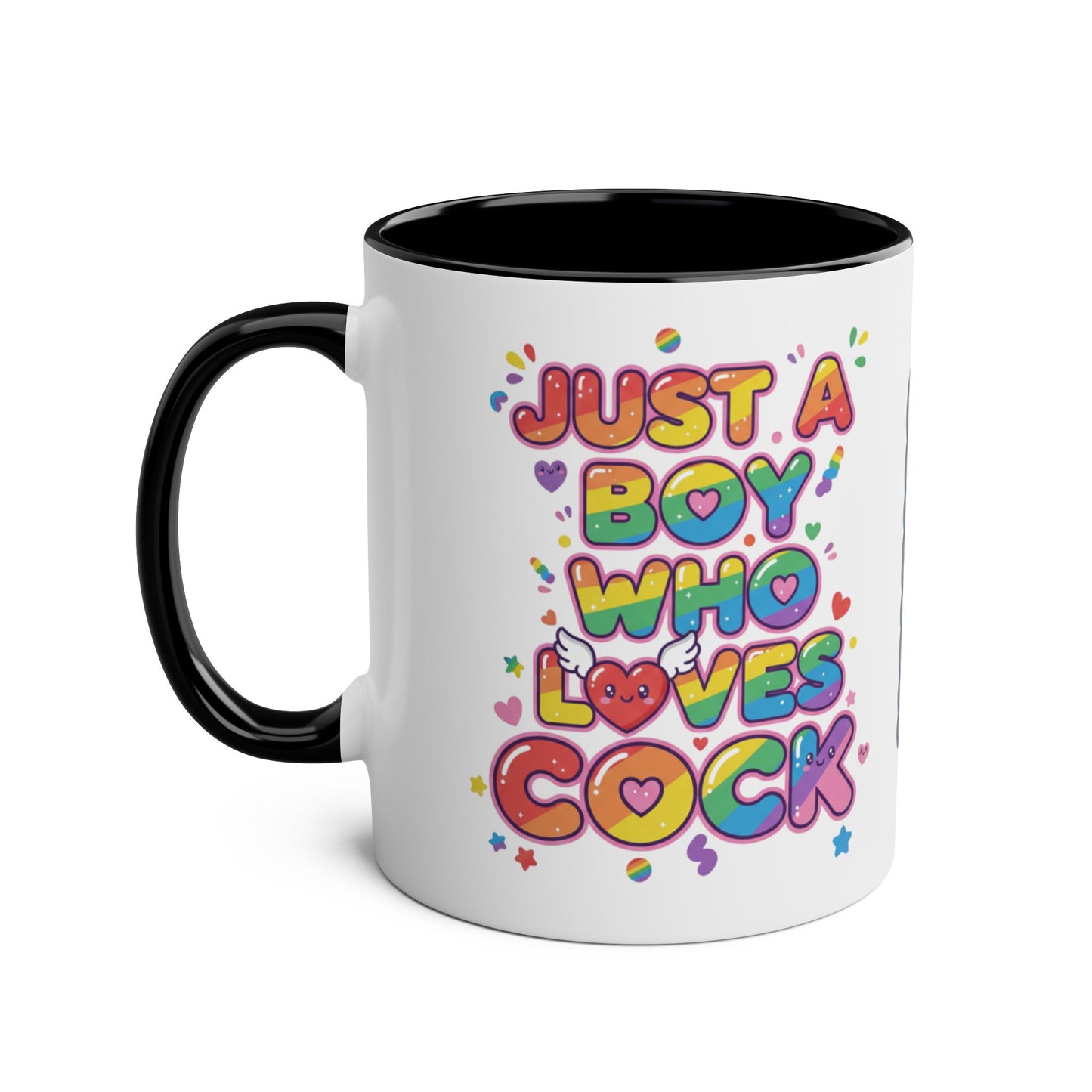 Funny Gay LGBTQ+ Mug – Just a Boy Who Loves Cock – Personalised Gift Left