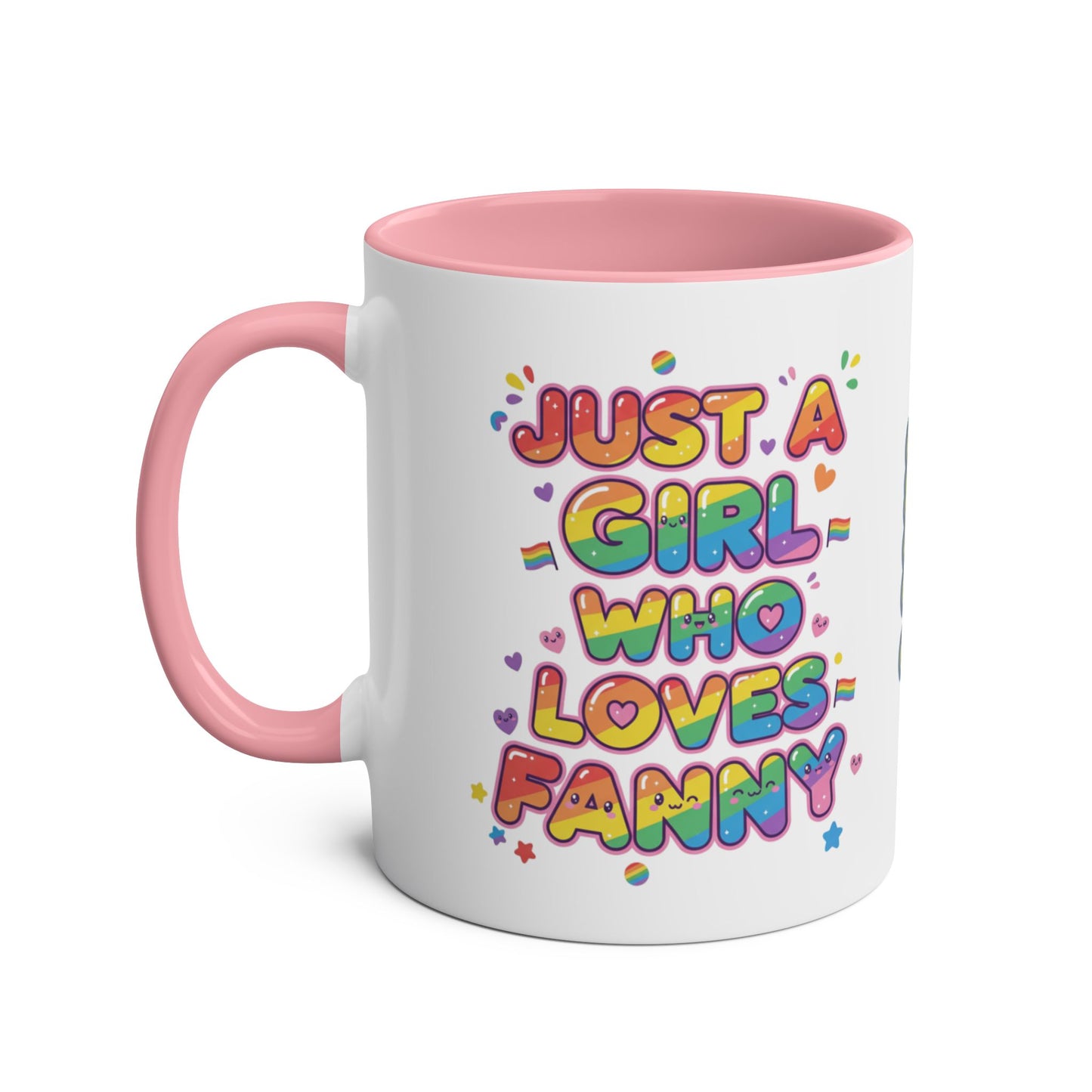 Funny Gay LGBTQ+ Mug – Just a Girl Who Loves Fanny – Personalised Gift Left