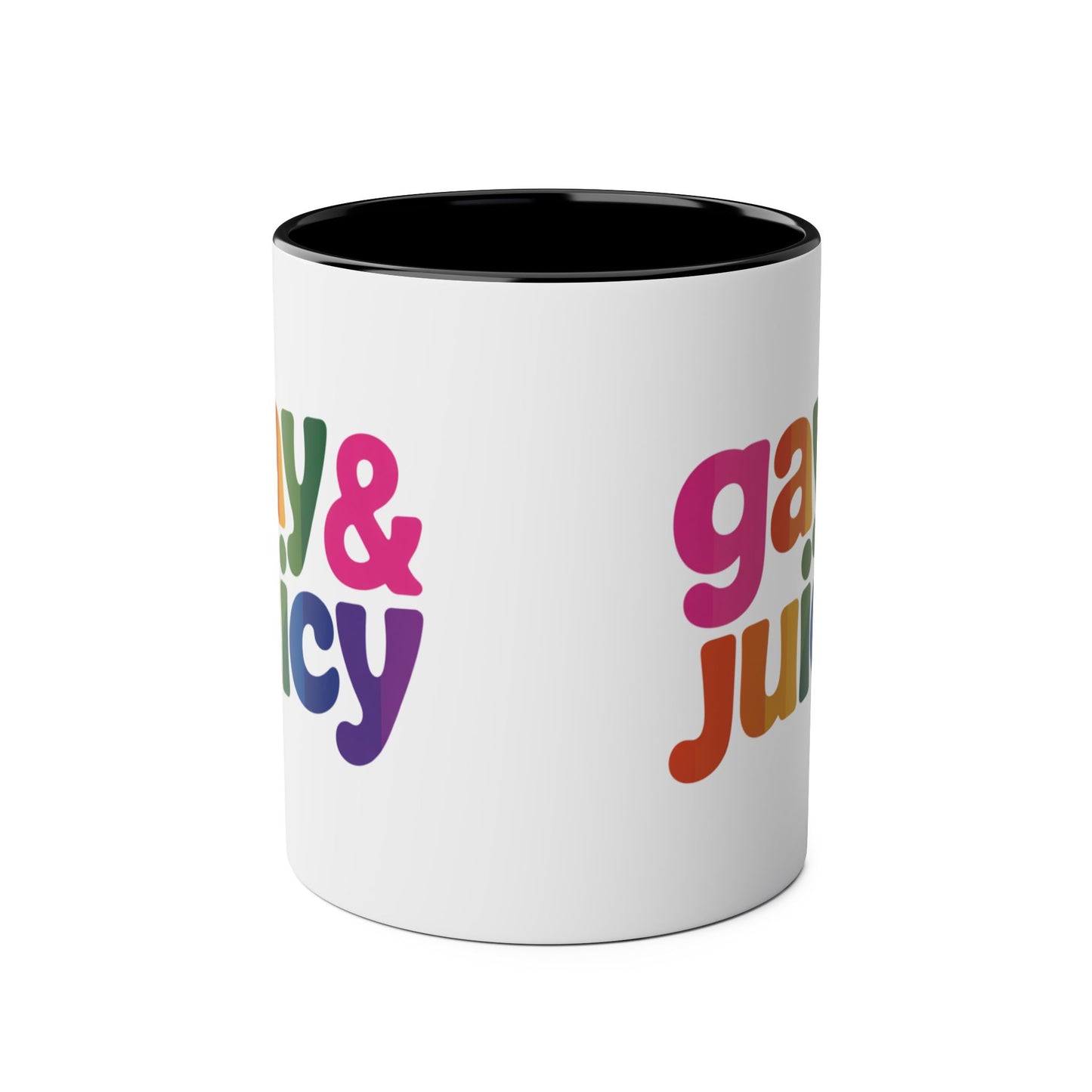 Funny Gay Mug Gay & Juicy Front