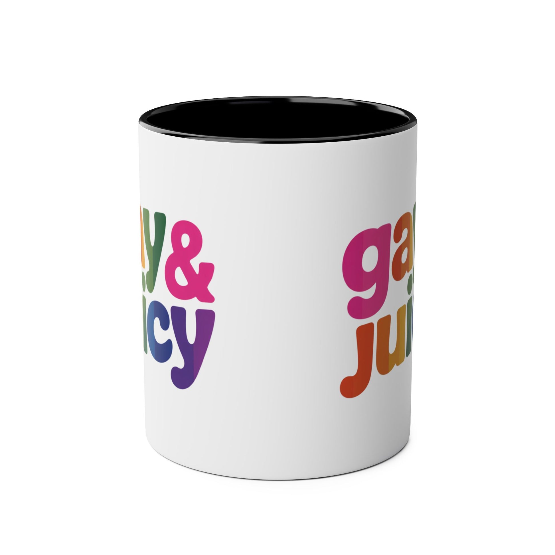 Funny Gay Mug Gay & Juicy Front
