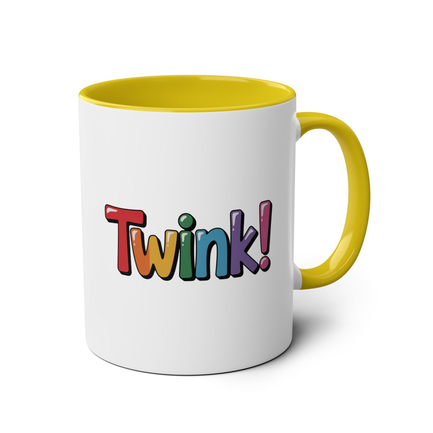 Funny Gay Mug Twink Rainbow Text yellow
