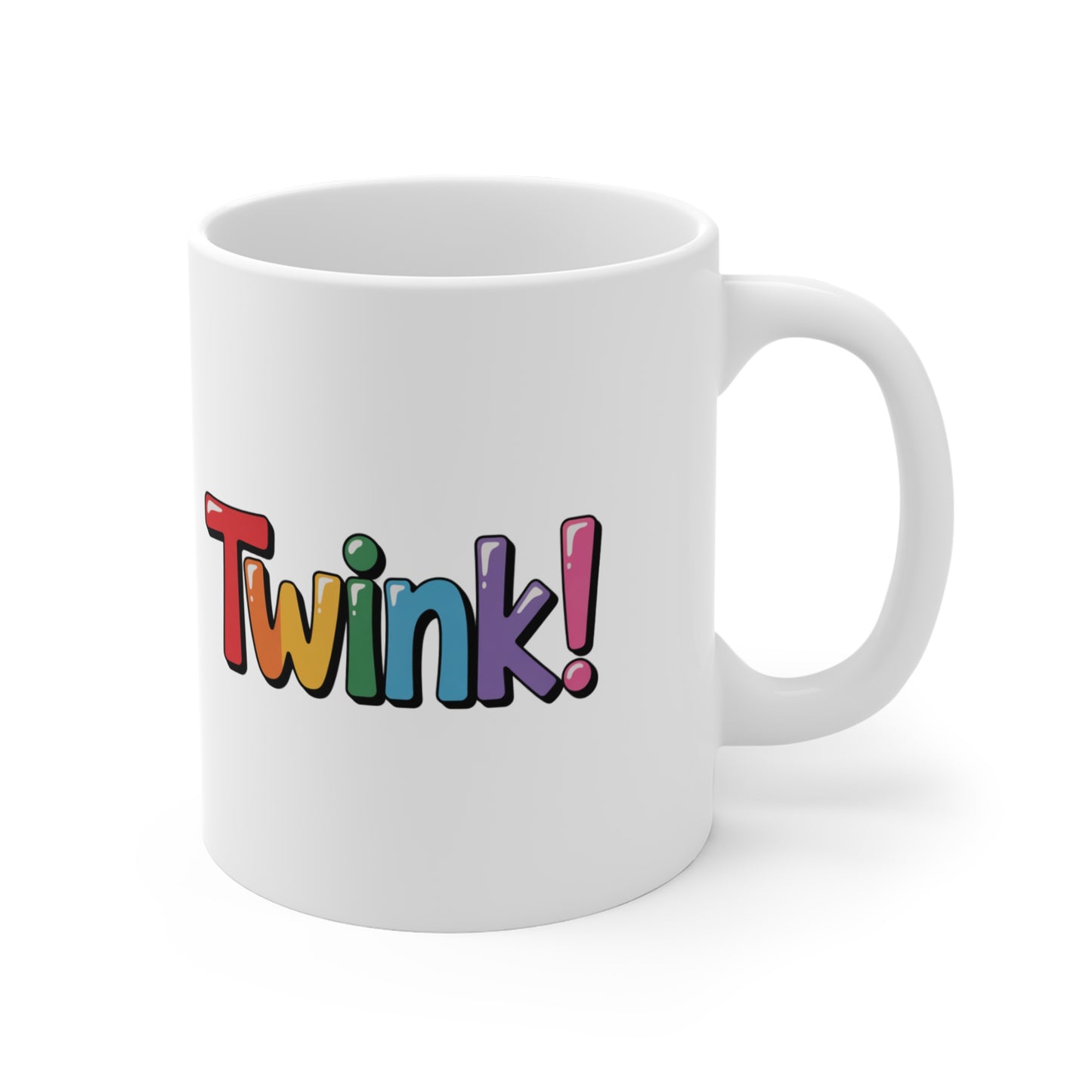 Funny Gay Mug Twink Rainbow Text wite