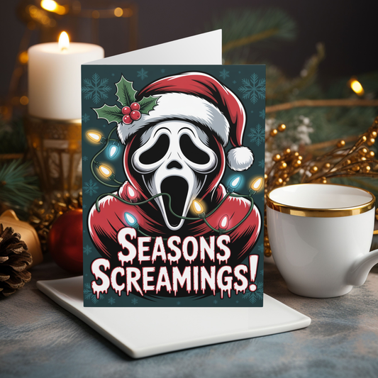 Funny Horror Ghost Face Christmas Card Seasons Screamings