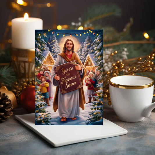 Funny Jesus Christmas Card You Are My Favourite Sinner