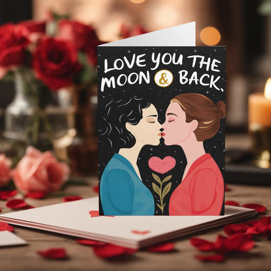 Gay Lesbian Valentines Day Card Love You To The Moon & Back