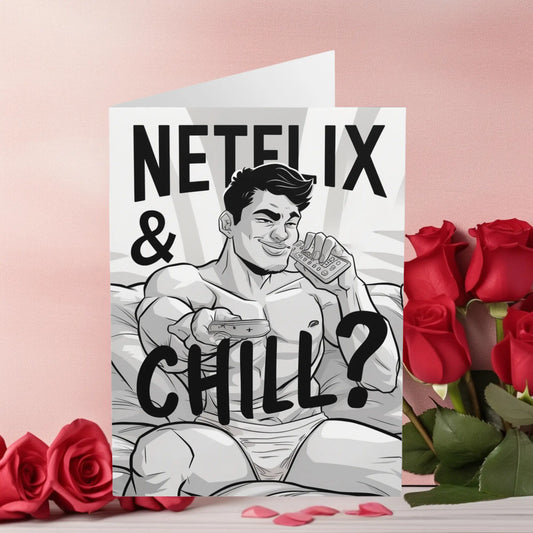 Funny Gay Valentines Day Card Netflix & Chill 
