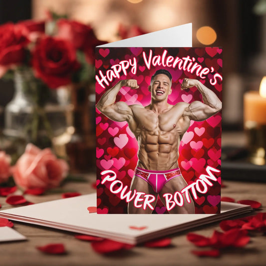 Funny Gay Valentines Day Card Power Bottom Hearts