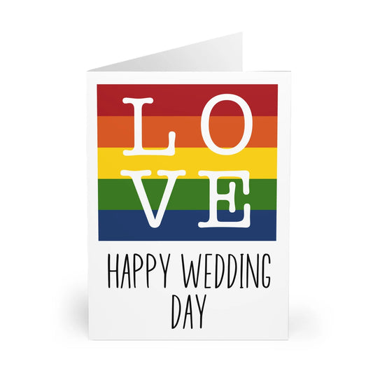 front of Gay Wedding Card Happy Wedding Day Love Rainbow