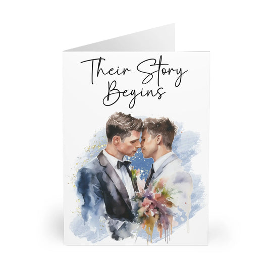 Gay Wedding Card Their Story Begins Two Men Watercolour