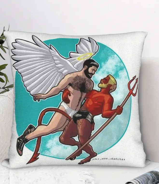 Gay Angel & Devil Cushion Cover 45cm x 45cm