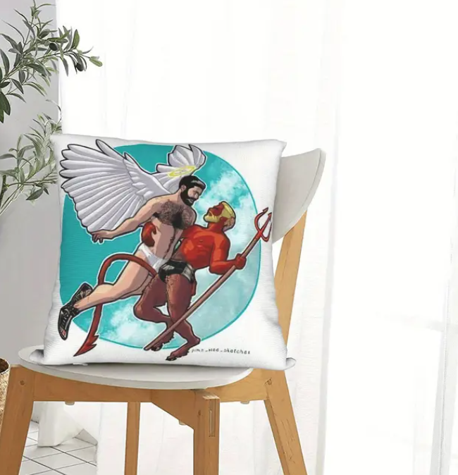 Gay Angel & Devil Cushion Cover 45cm x 45cm