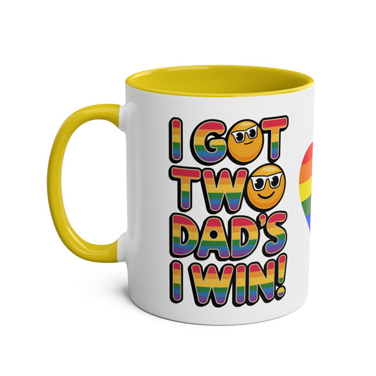 Gay Fathers Day Mug I Got Two Dad's I Win Rainbow