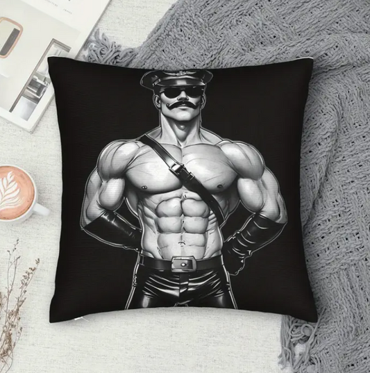 Gay Leather Bear Cushion Cover Black 45cm x 45cm 