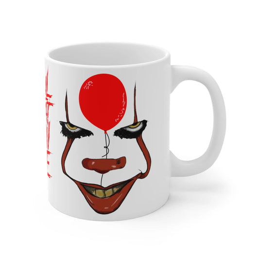 right Halloween Mug IT Clown We All Float Down Here Mug