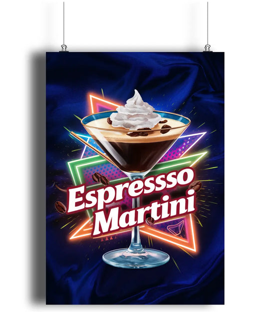 Home Bar Wall Art Print Espresso Martini Neon Cocktail Gifty Print