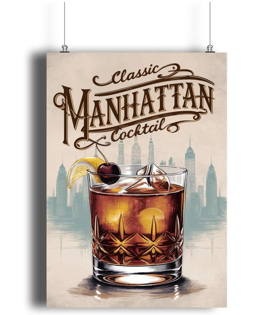 Home Bar Wall Art Print Classic Manhattan Cocktail