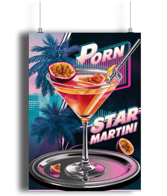 Home Bar Wall Art Print Neon Porn Star Martini Cocktail