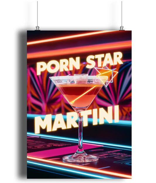 Home Bar Wall Art Print Porn Star Martini Cocktail Neon