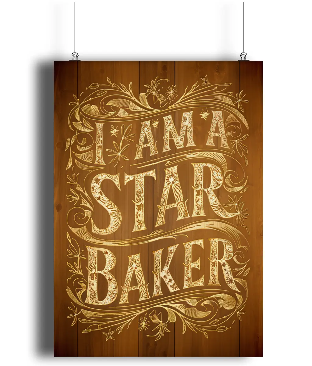Kitchen Wall Art I'm A Star Baker Wood Effect Sign