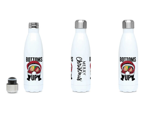 Merry Christmas Bottoms Up Rude Santa Water Bottle