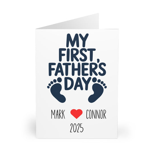 My First Fathers Day Card Blue Foot Prints Personalised F