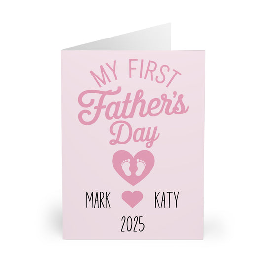 My First Fathers Day Card Pink Personalised F