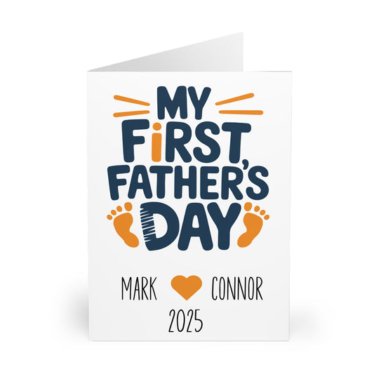 My First Fathers Day Card Yellow Foot Prints Personalised F