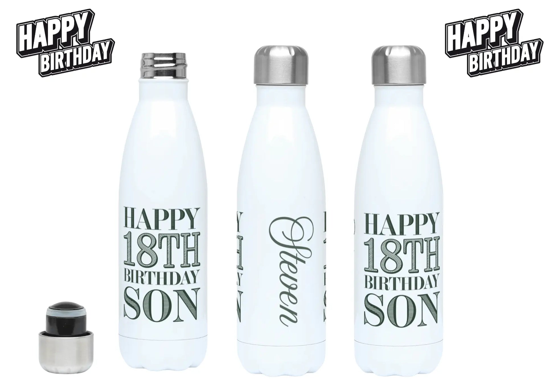 18th Birthday Gift Happy Birthday Son Water Bottle Gifty Print