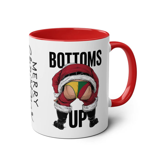 Right Merry Christmas Rude Santa Bottoms Up Red Christmas Mug