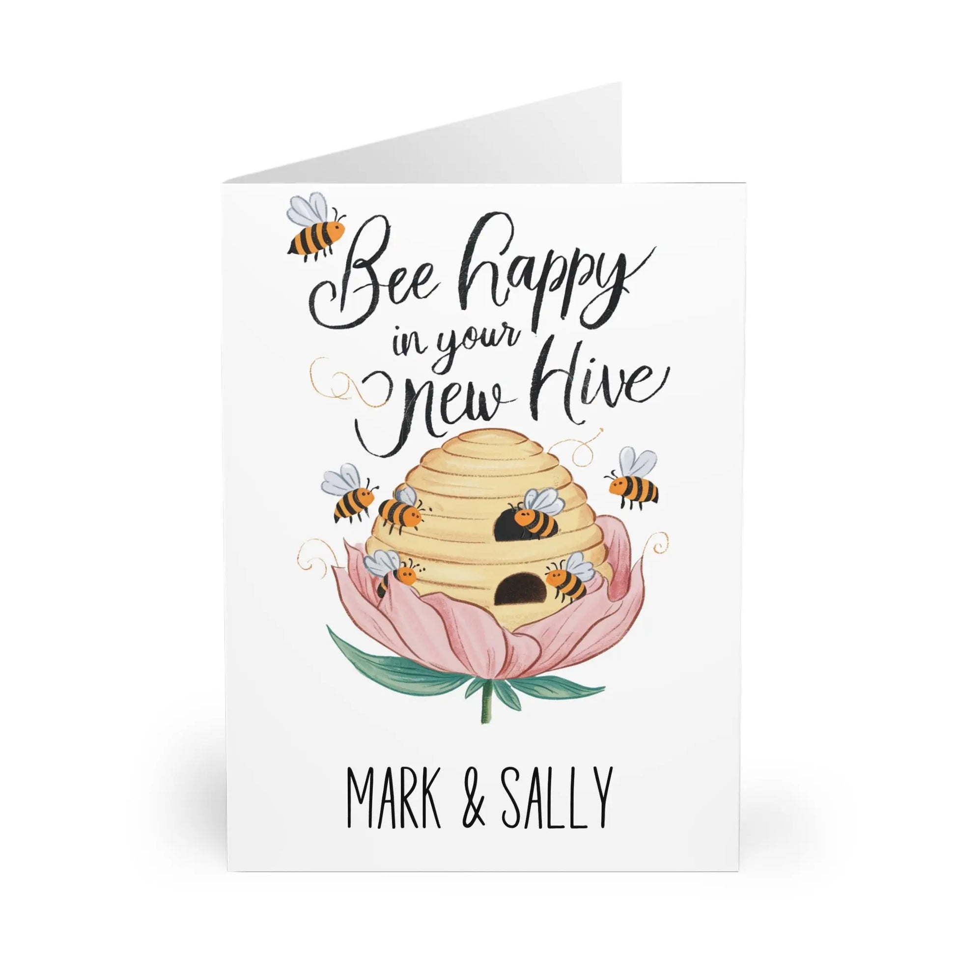 front Personalised New Home Card Bee Happy In Your New Hive