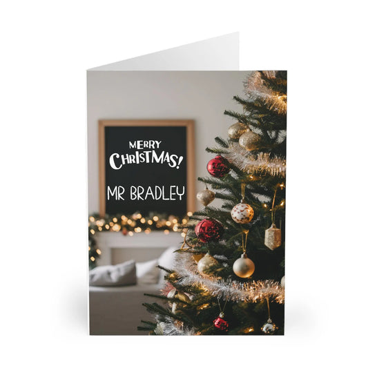 Front Personalised Teachers Christmas Tree Christmas Card