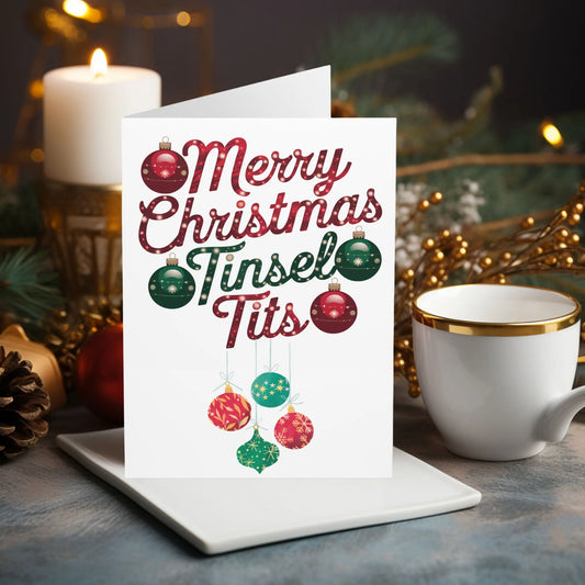 Rude Christmas Card Merry Christmas Tinsel Tits Baubles 