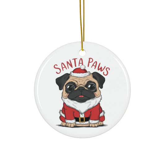 Santa Paws Pug Dog Christmas Tree Bauble