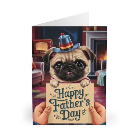 close up of Happy Fathers Day Cute Pug Dog Card