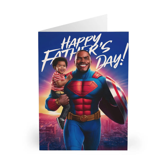 close view of Fathers Day Card Super Hero Dad With Shield