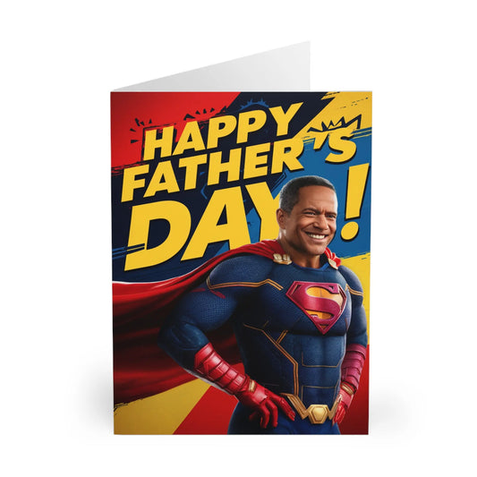 close u p of Fathers Day Card Super Hero Happy Fathers Day