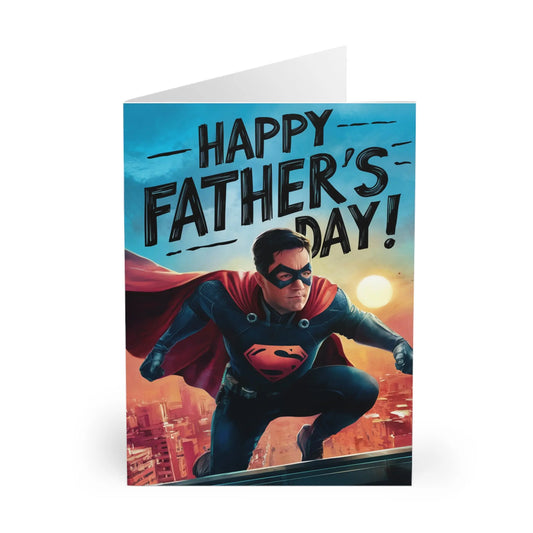 close up of Fathers Day Card Masked Super Hero Happy Fathers Day