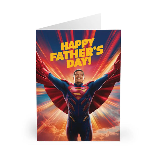 close up of Fathers Day Card Super Hero Cape Happy Fathers Day