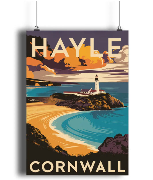Vintage Travel Poster Wall Art Print Hayle Cornwall